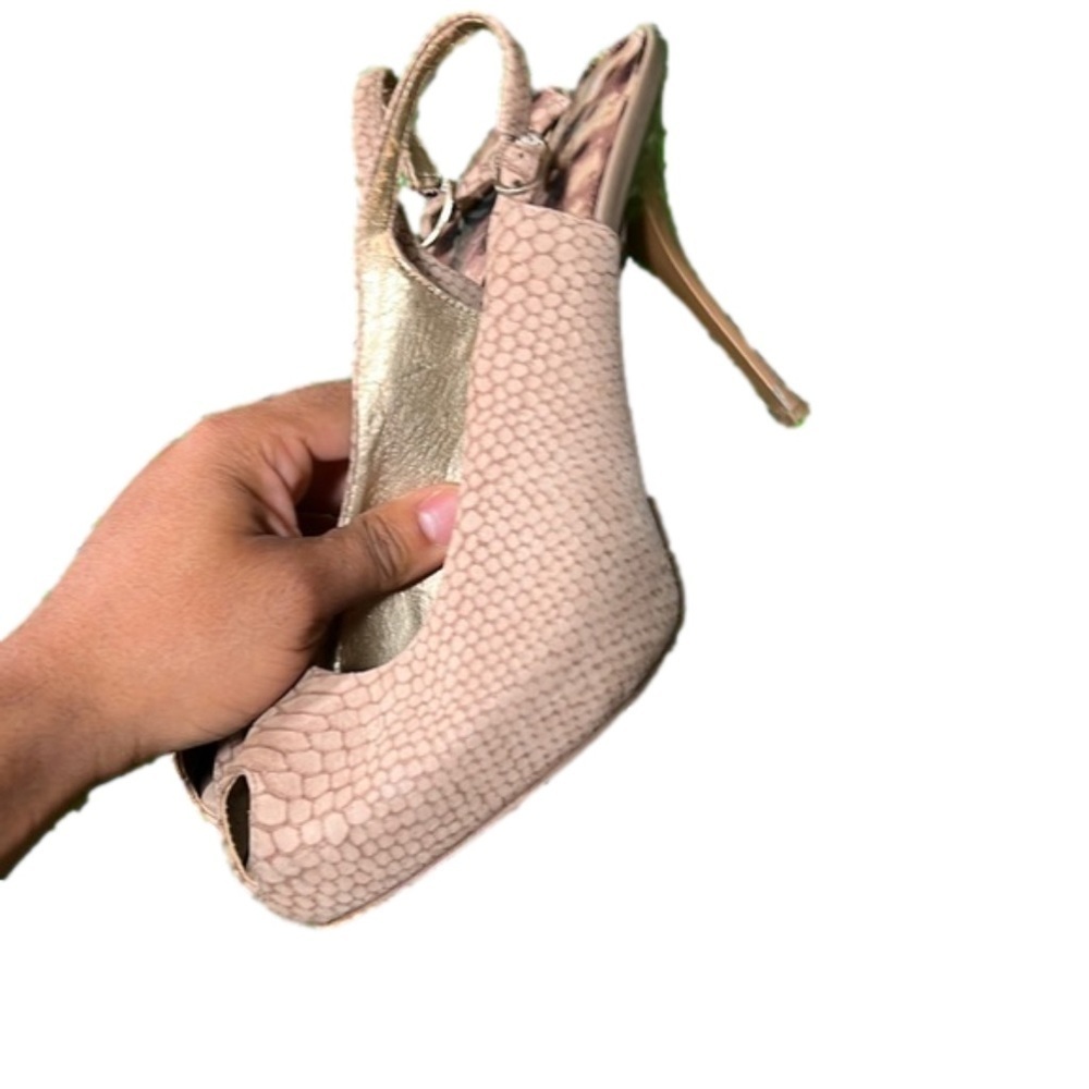 SAM Edelman Brown Taupe Reptile Like Heels Size 9 M - Picture 7 of 12